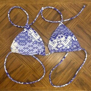 OP Blue and White Bikini Top